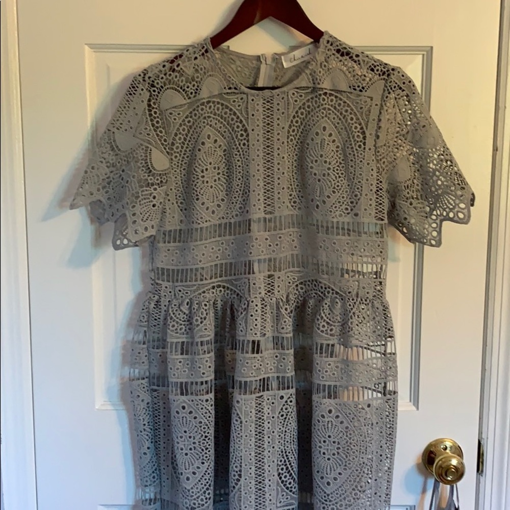 Grey crocheted midi dress